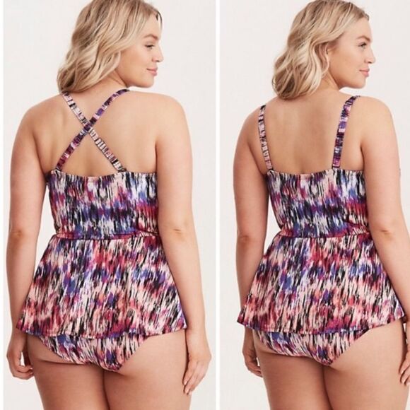 Torrid Pink Mirage One Piece Skirted Swimsuit - Picture 7 of 7